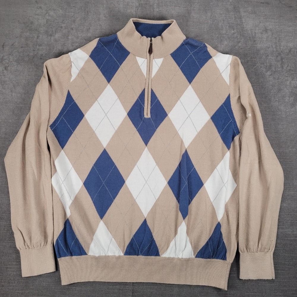 Glen Echo Argyle Sweater Pullover Mock Neck Long Sleeve Sweater‎ Grandpa Large